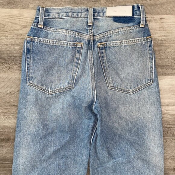 Re/Done 90s High Rise Loose Jeans 24 Blue Distressed 100% Cotton Button Fly Boho - Picture 12 of 13
